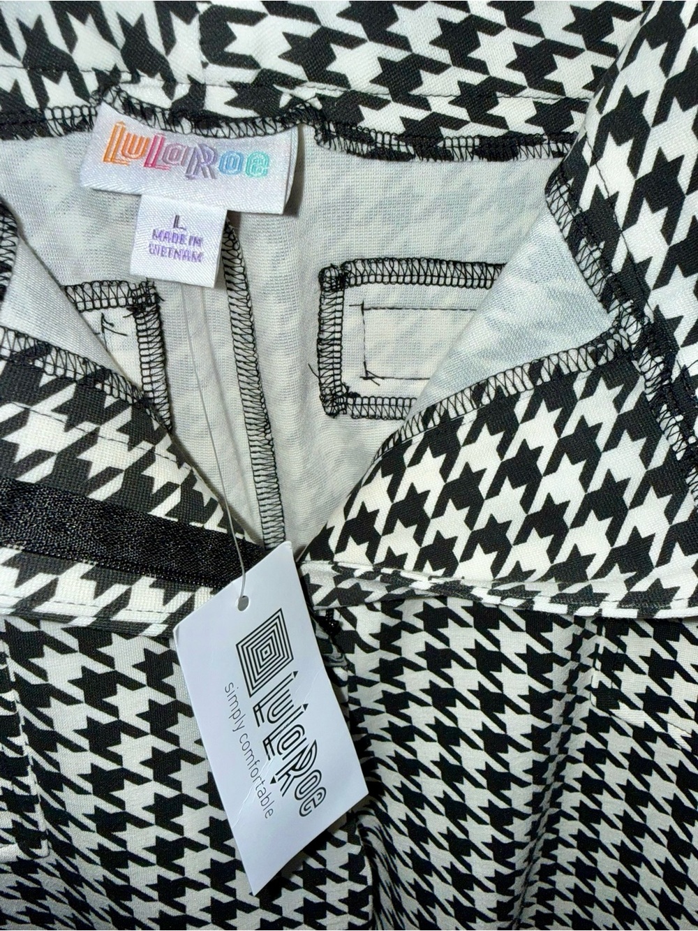 LuLaRoe Emery Houndstooth Wide Leg Pants, Size Large, NWT - Picture 3 of 6